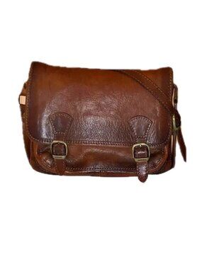 IMEDICI Italian Brown Leather Crossbody Messenger Bag Small Hobo Shoulder Bag EC